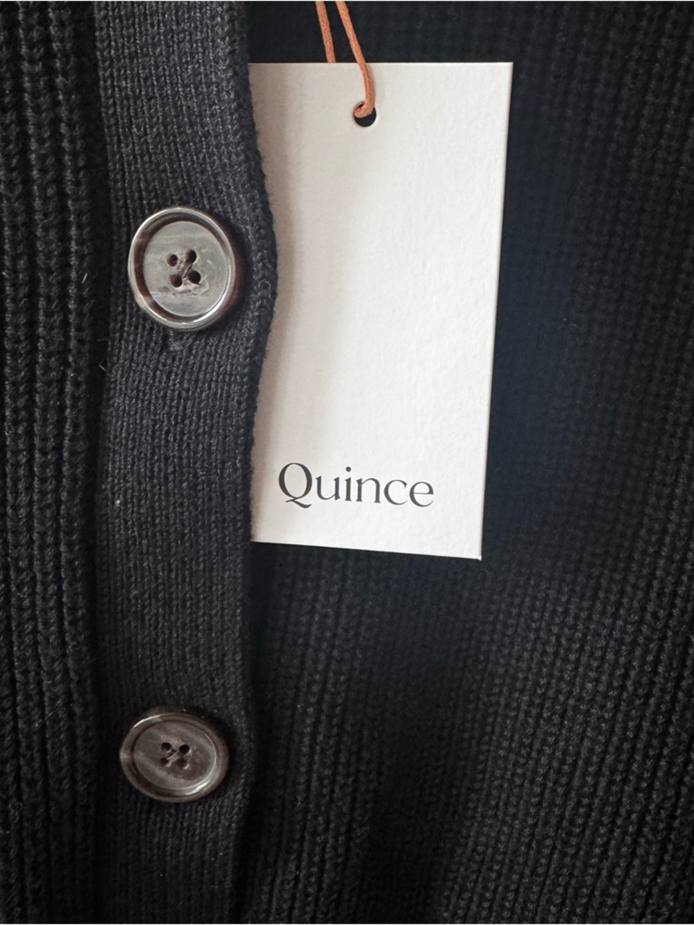 Quince Black Button-Front Ribbed Collared Sweater - Picture 4 of 11